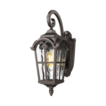 Outdoor Porch Lights, Carriage Wall Light with Water Ripple Glass, E26 Bulb Base Outside Garage Wall Light in Oil