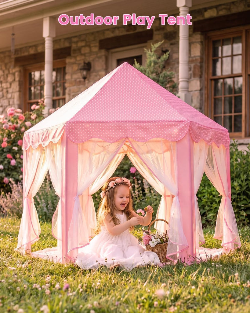 Princess Castle Tent for Girls Indoor, Play Tent with Rug