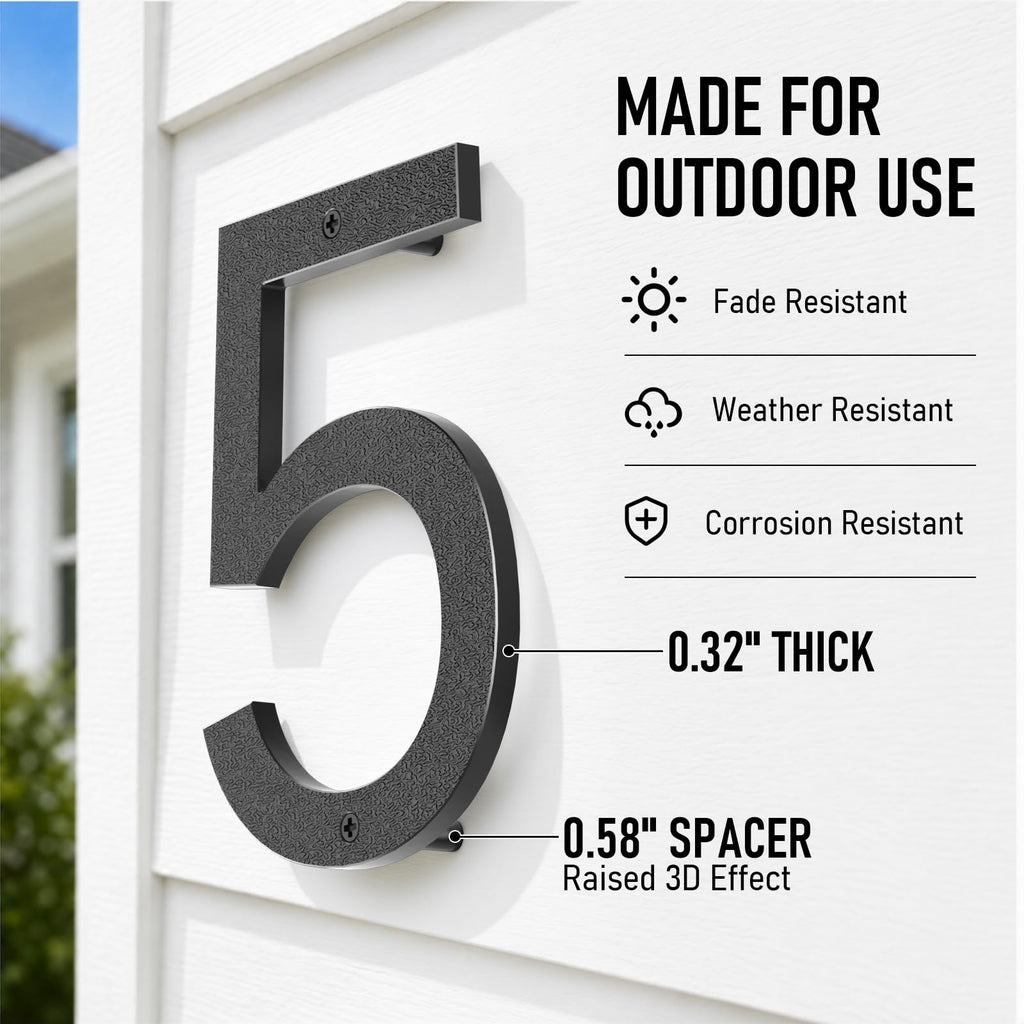 10 Inch Black House Numbers for Outside, Large Address Numbers (C)