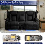 Redlife Power Loveseat Recliner Sofa with Console, PU Leather Dual Reclining Couch with Blue LED Lights