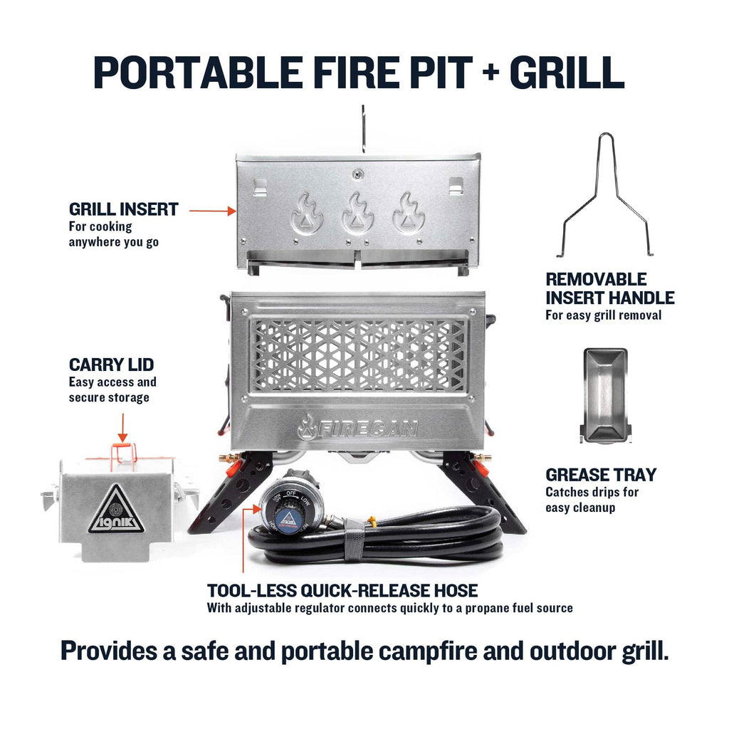 FireCan Deluxe Portable Propane Fire Pit and Grill