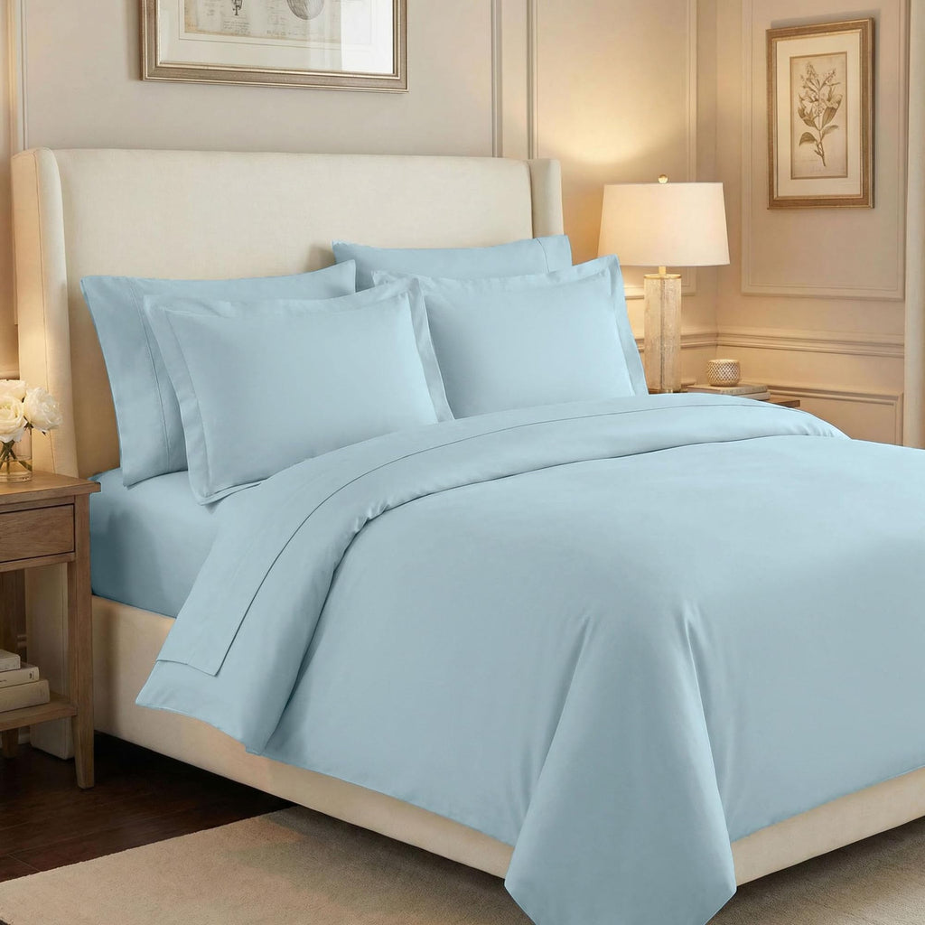 100% Egyptian Cotton 530 Thread Count Solid Duvet Cover Set, 1 Duvet Cover with Button Closure, 2 Pillow Shams
