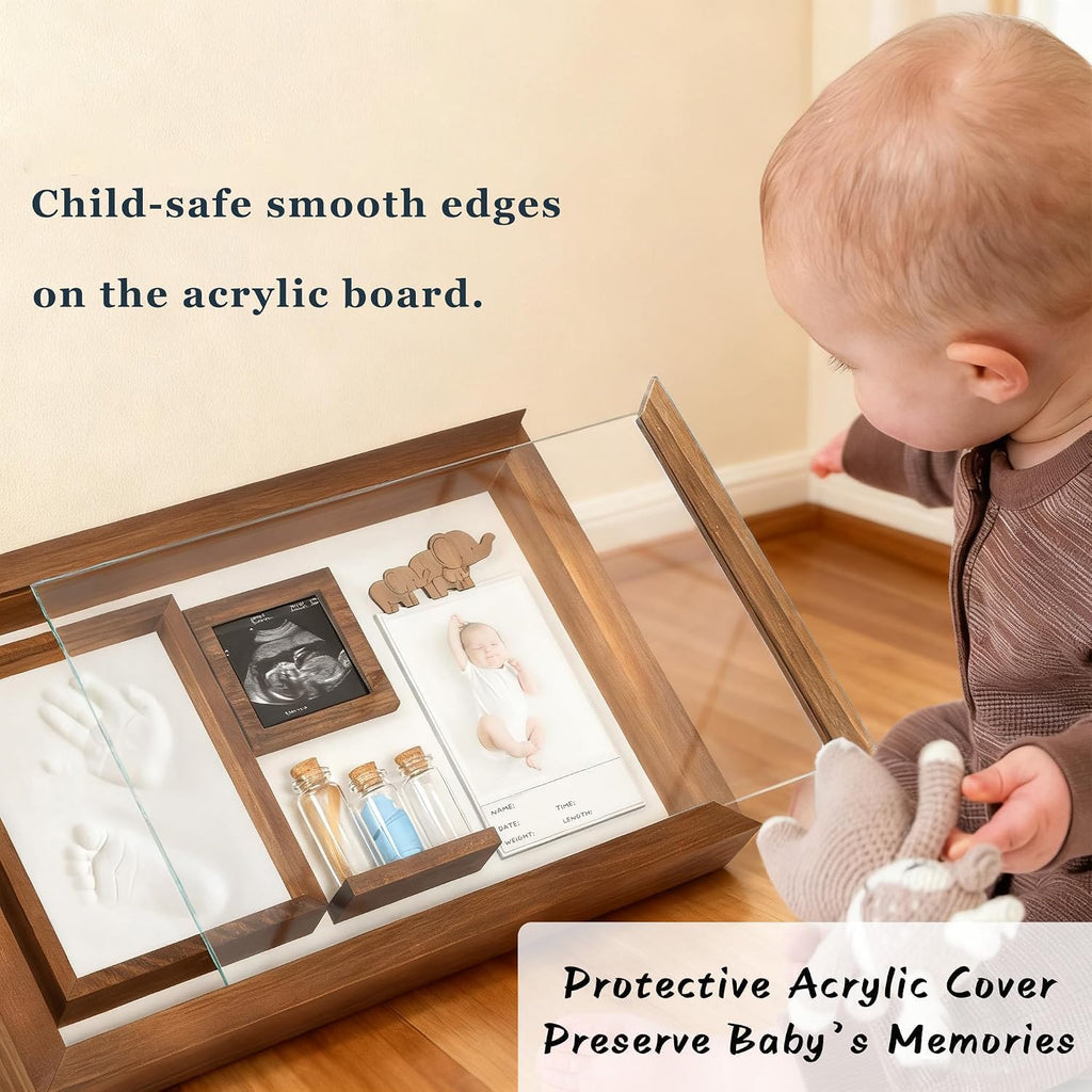 Baby Keepsake Box, Clay Baby Hand and Footprint Kit, Baby Picture Frame