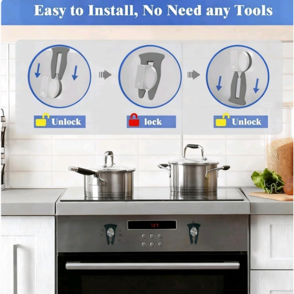 TIianMeimate Universal Stove Knob Locks (5-Pack-Gray) - Child Proof Gas Stove Safety Lock with Key, Easy Install No