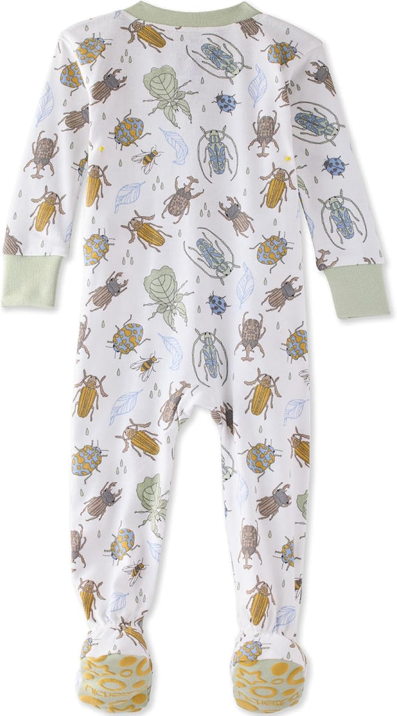Cruz Snug-fit Footed Pajamas 100% Organic Cotton Zip Front PJs