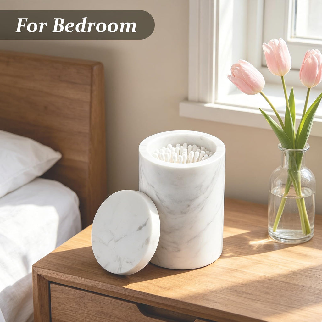 Natural Marble Canister with Lid, Non-slip Large Storage Container