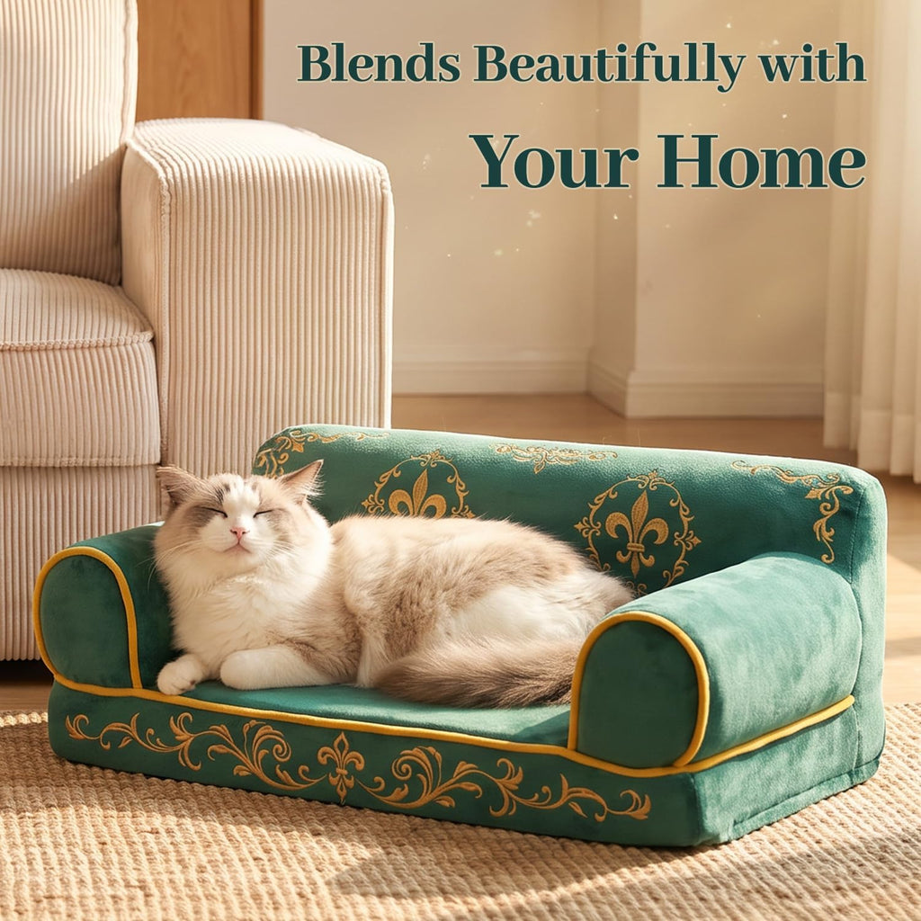 Luxury Cat Couch Bed for Indoor Cats, Cozy Pet Sofa, 24 Inch