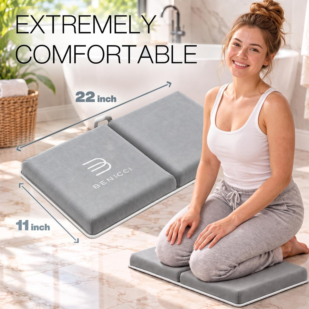 Bath Kneeler and Elbow Rest Pad Set, Kneeling Mat for Baby Bathing