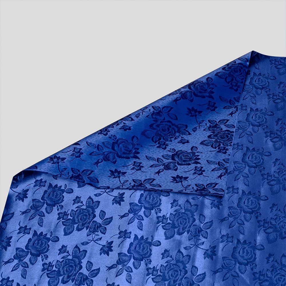 Royal Blue Satin Floral Fabric, 60" Wide, 10 Yards