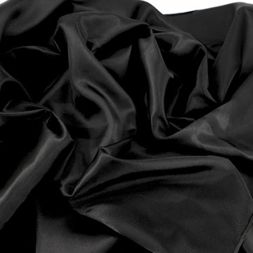 Satin Fabric Black Color for Wedding Dress Decoration DIY Crafts 60" by 5 Yards