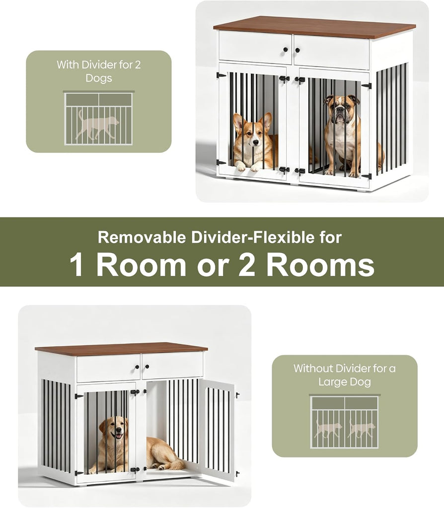 Dog Crate Furniture, Heavy Duty Dog Cage with Removable Divider