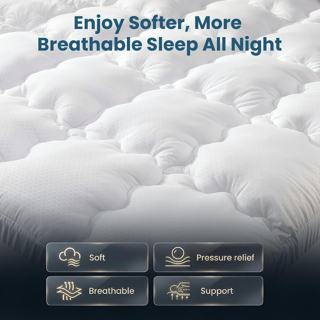 Memory Foam 4 Inch Mattress Topper Full for Back Pain Relief | 2 Inch Supportive Memory Foam & 2 Inch Pillow Top