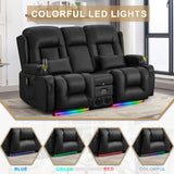 Loveseat Recliner Sofa with Massage and Heat, Power Reclining Loveseat Sofa RV Couch with Console