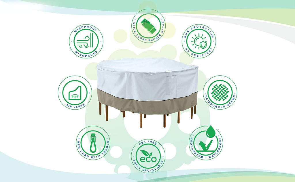 [] Medium 96 in. Round Patio Table with Chairs Cover 96L x 96W x 29H