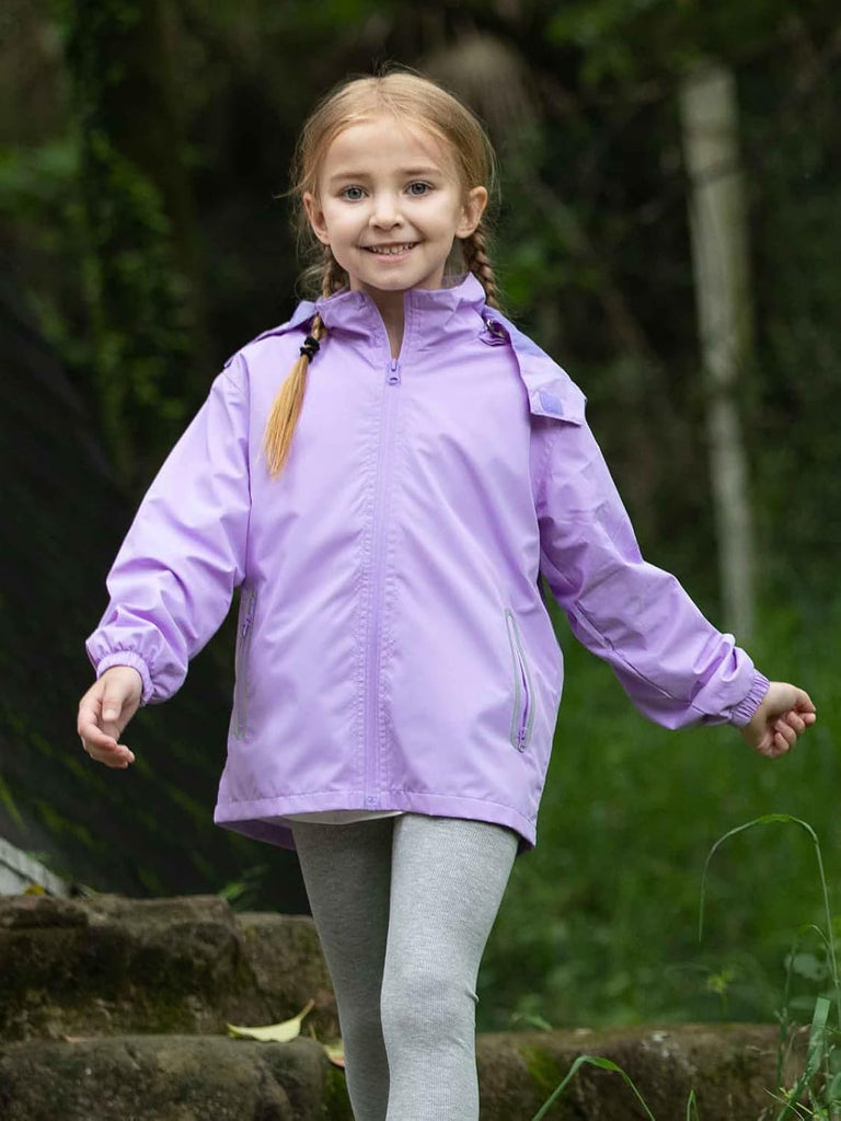 Kids Waterproof Rain Jacket Mesh Lined with Removable Hood