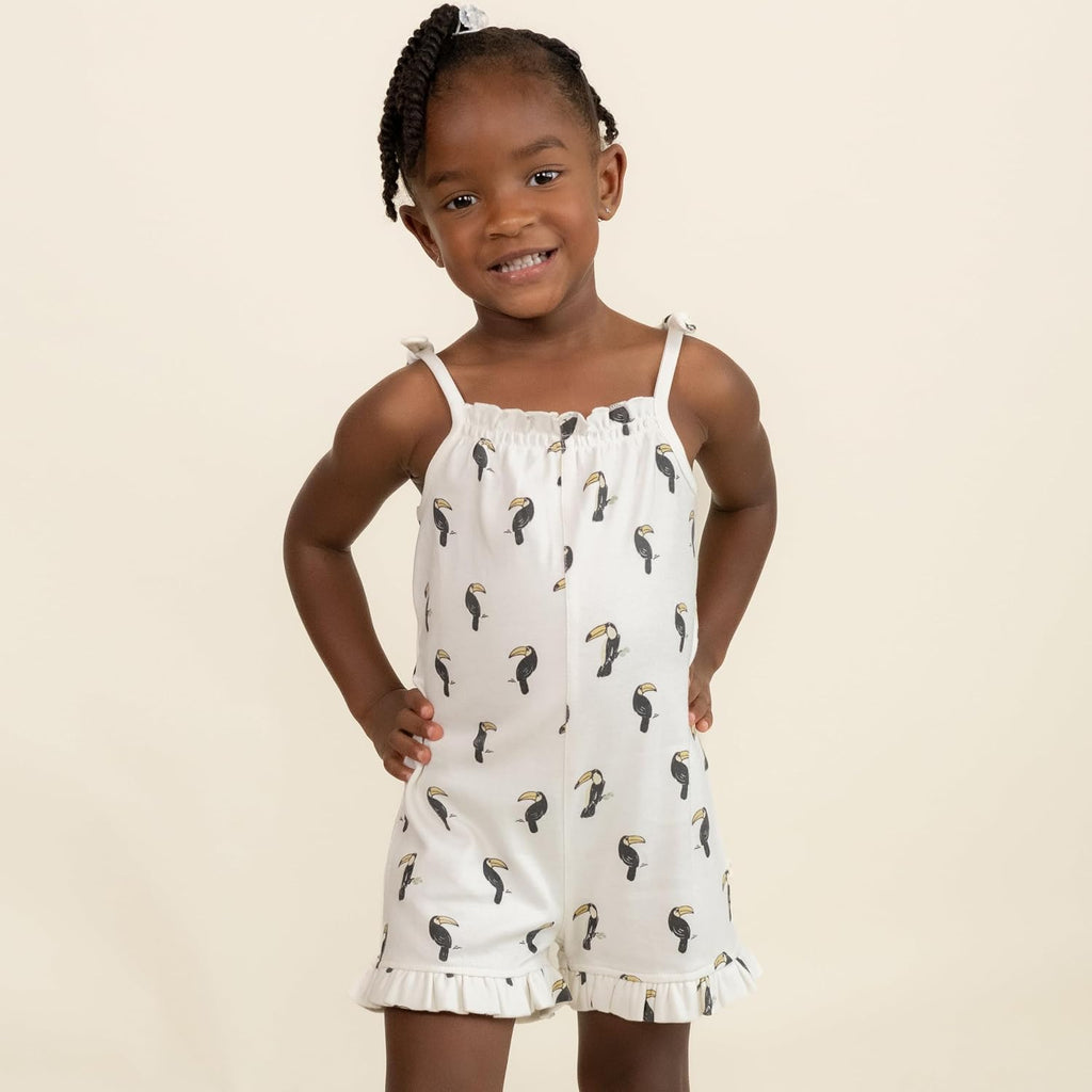 Certified Infant Baby Girl Organic Cotton Comfort Cozy Ruffle Sleeveless Jumpsuit
