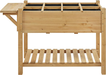 Herb Garden Planter Outdoor Wood Standing Garden Bed,Light Brown | 49 x 22 x 32 in with 8 Planting Pockets, Foldable
