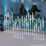 Set of 4 Acrylic Candle Holders with 10 Arms, Clear Modern Rectangular Base Candelabra Centerpiece, Party