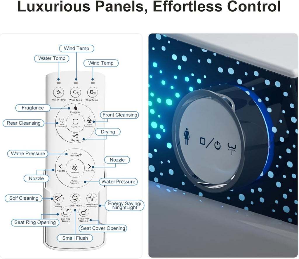 Smart Toilet with Bidet Built in, One Piece Toilet with Auto Soft Open&Close Lid&Seat, Foot Sensor, Auto Flush