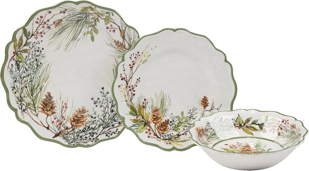 Winter Forest 12 Pc Dinnerware Set, Service for 4