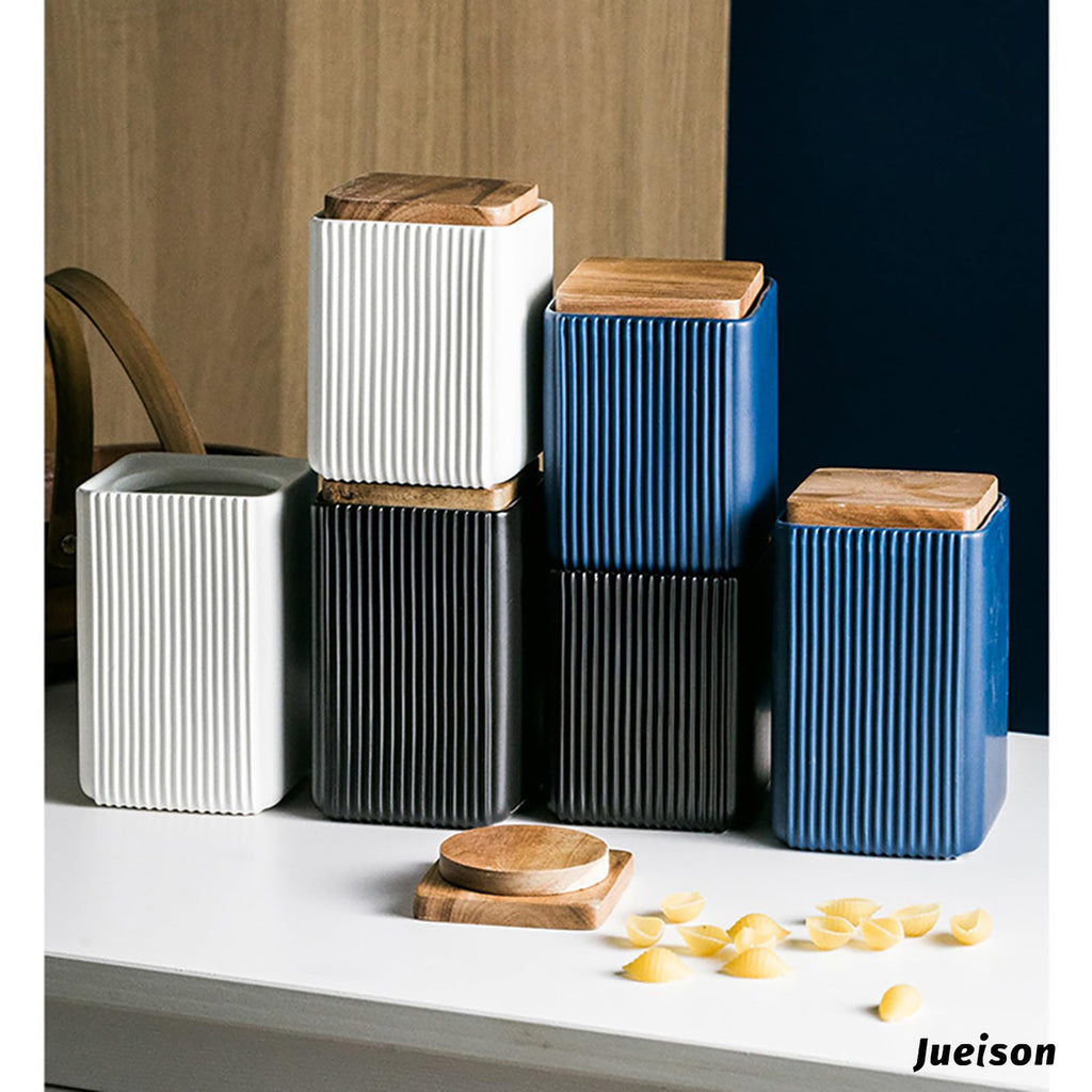 Ceramic Storage Jars Modern Airtight Coffee Canisters With Lid (White, Small size, 13cm*10cm)