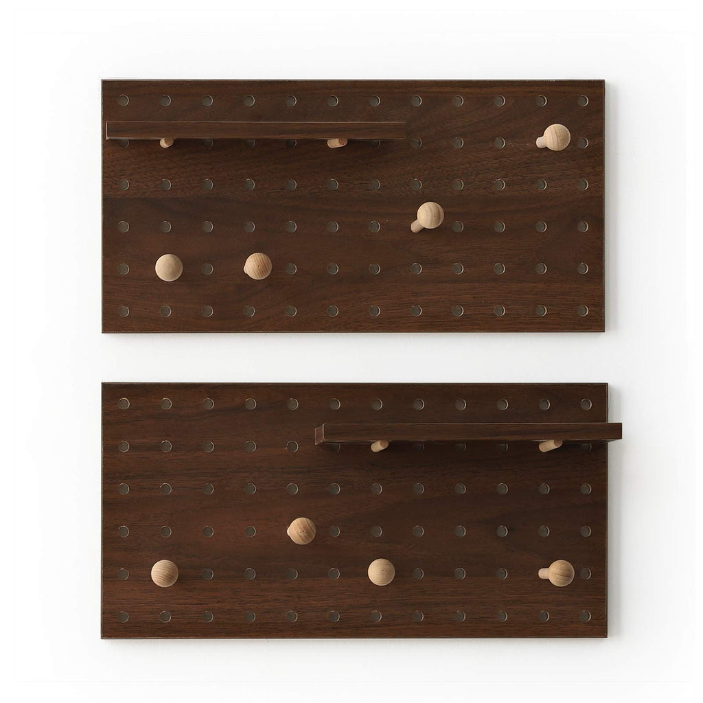 Wooden Pegboard Modular Display Organization Storage Wall Hooks Shelf(Color:Walnut)