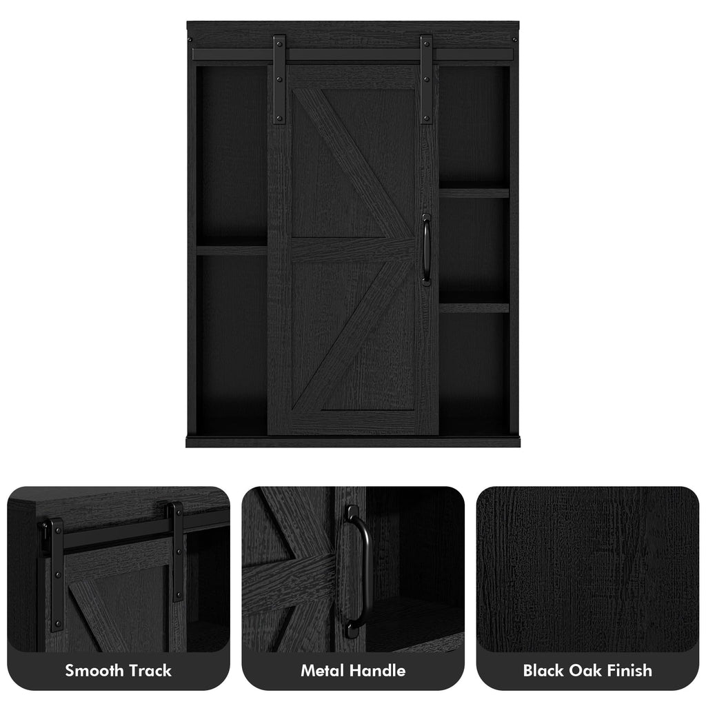 Farmhouse Bathroom Wall Cabinet with Sliding Barn Door
