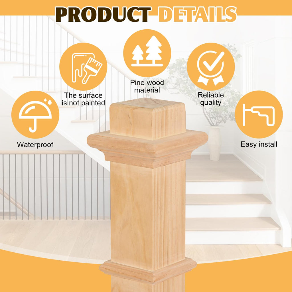 48 X 4.5 Inch Stair Newel Post, Square Solid Stair Post Base