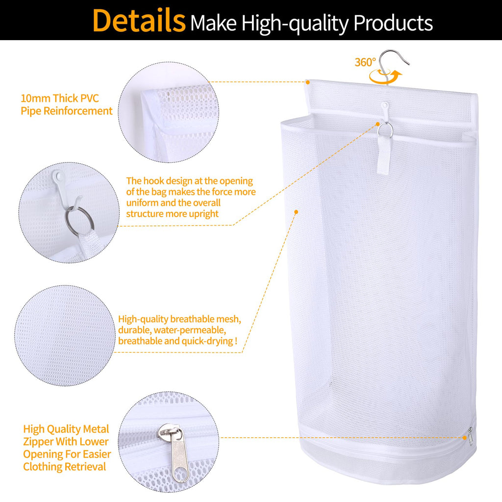 Hanging Collapsible Mesh Laundry Hamper - Breathable Fast Drying Laundry Bag, Space Saving Laundry Basket , RV &