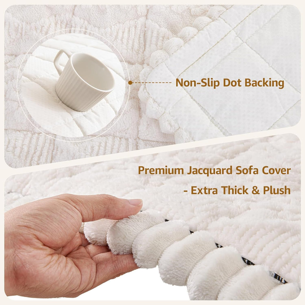 Couch Cover for Dogs Washable: Non Slip Fuzzy Plush Pet Couch Covers for 2 Seat Sofa, Hair Resistant Sofa Protector