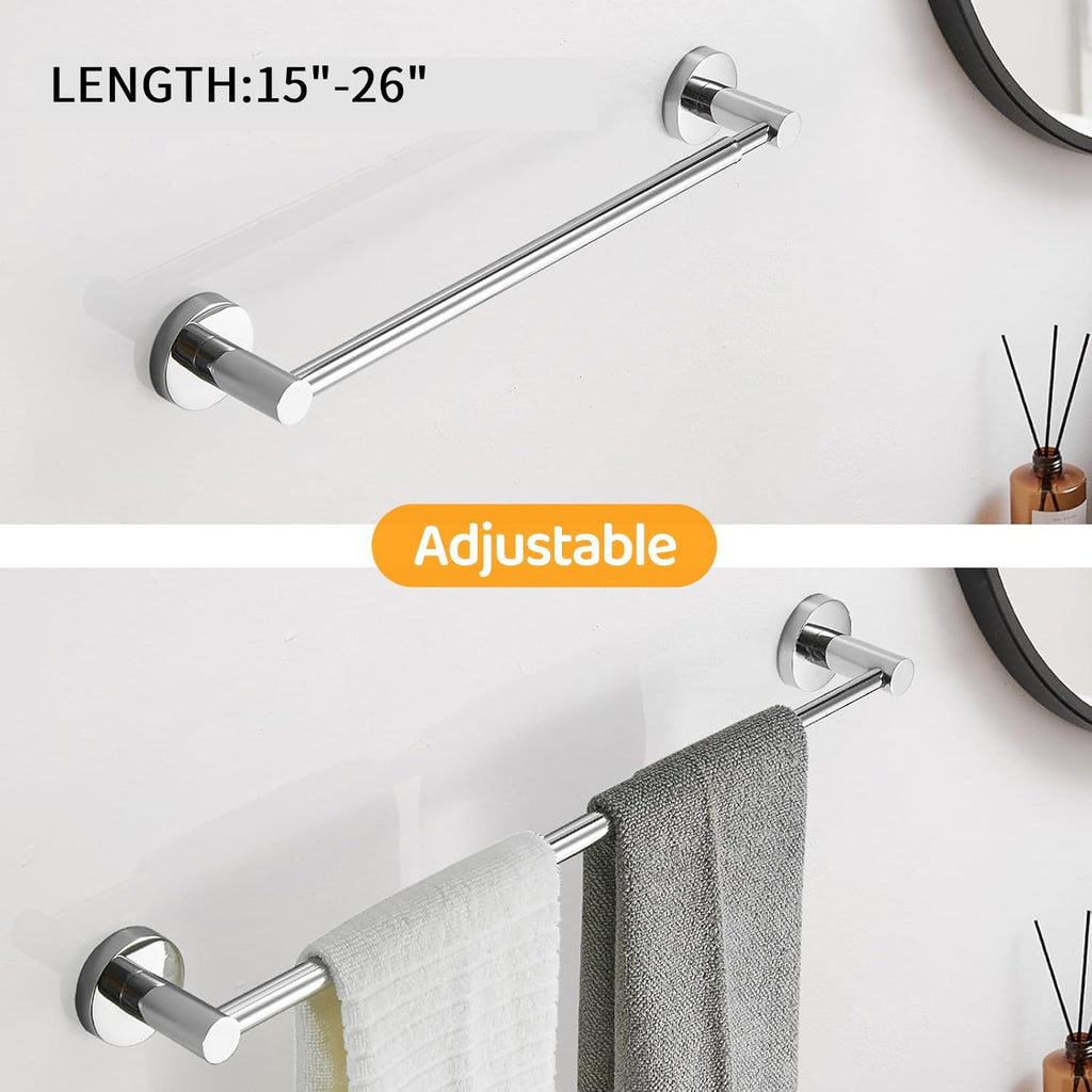 Adjustable Towel Bar Towel Racks Rod Wall Mounted Chrome
