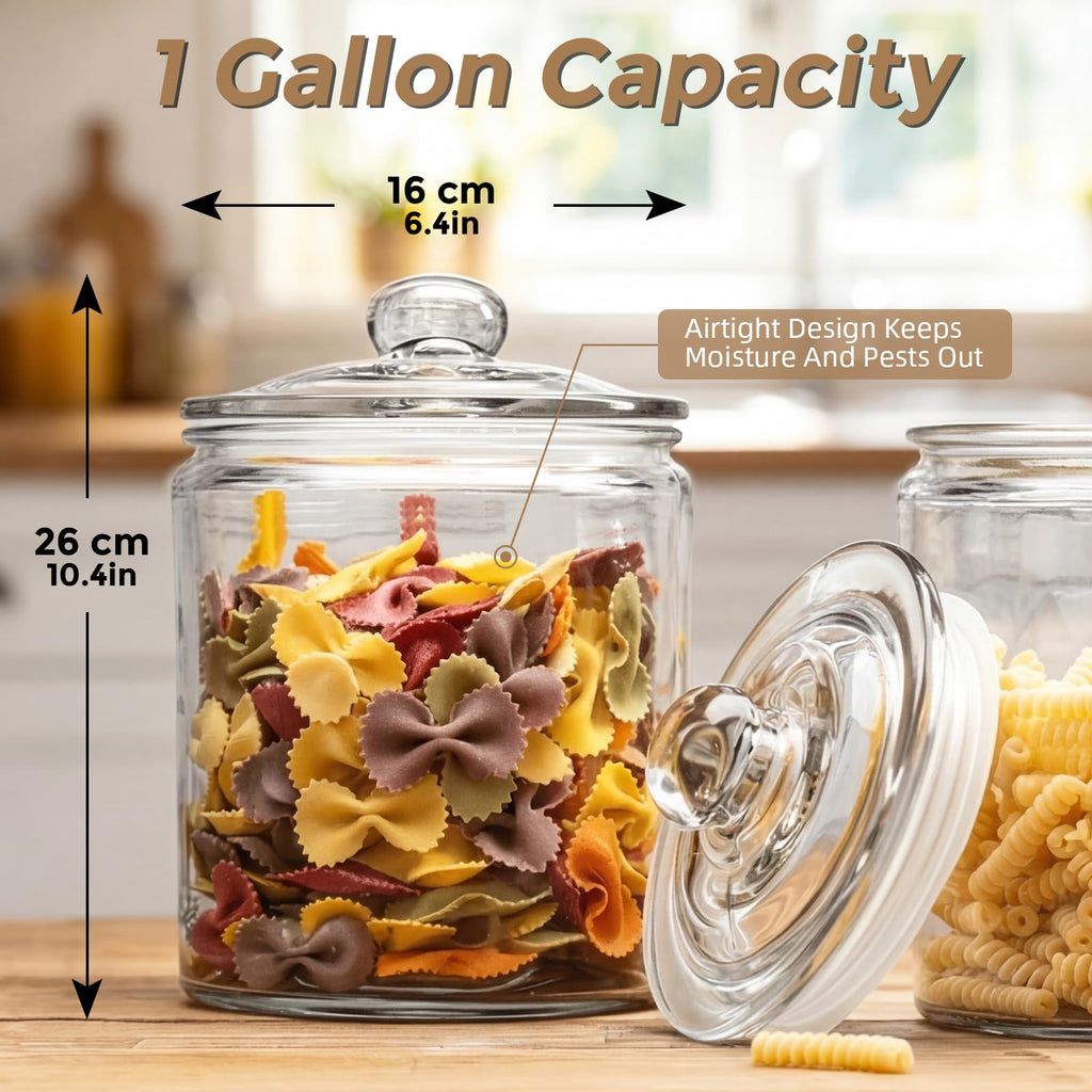 1 Gallon Glass Jar with Lid, Wide Mouth Cookie Jar for Pantry