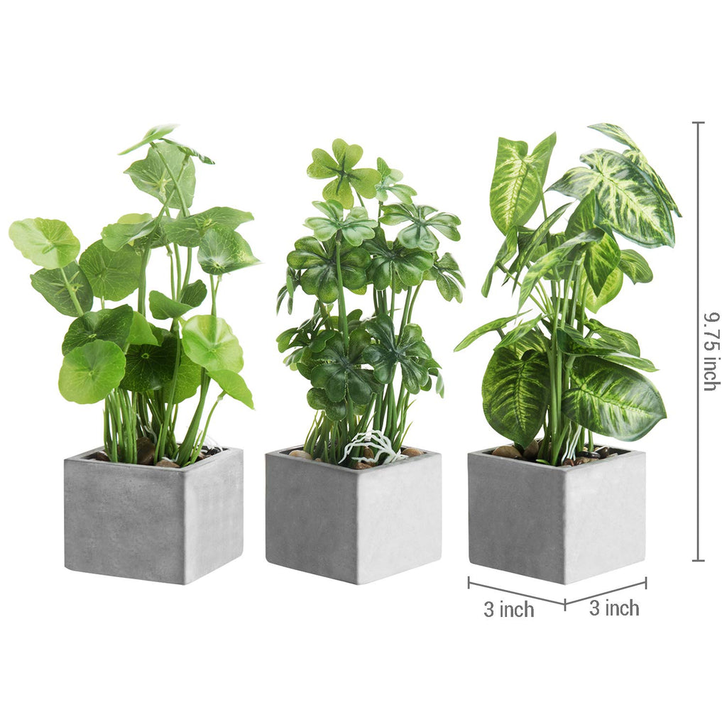 Artificial Plants Indoor, Set of 3 Small Fake Potted Plants, Faux House Plant Decor
