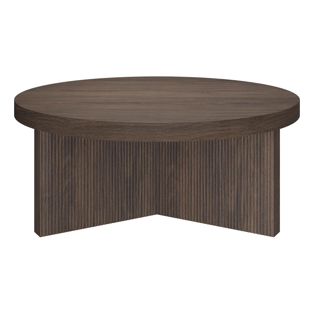 36" Scandinavian Fluted Coffee Table, Rich Brown