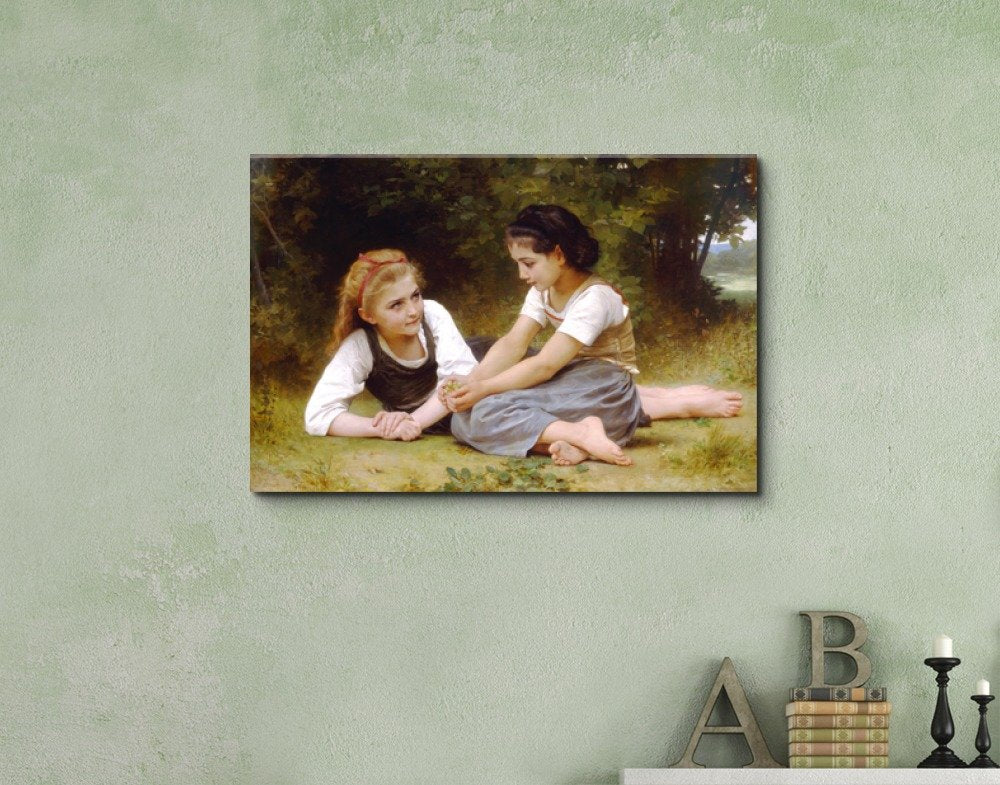 The Nut Gatherers by William-Adolphe Bouguereau - Canvas Print Wall Art Famous Painting Reproduction - 24" x 36"