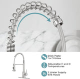 Kitchen Faucet with Pull Down Sprayer,Commercial Single Handle Stainless Steel Kitchen Faucets with Deck Plate (Brush