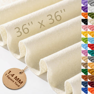 Ivory Soft Felt Sheet 36'' X 36'', 1.4mm Large Felt Fabric Sheet for Crafts