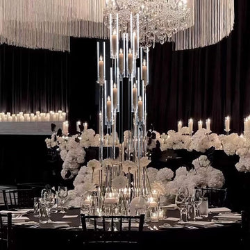 10Pcs Acrylic Candelabra Centerpiece,10 Arm Floor CandelabrasShade Pillar Taper Candlestick for Tables Dinner Party
