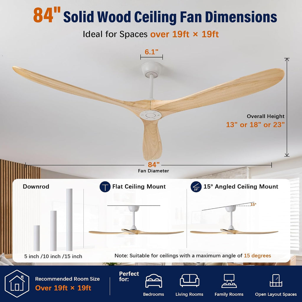 Inspired Maverick Style 84" wood ceiling fan, White