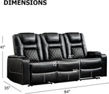 CANMOV Home Theater Seating Seats, Theater Recliner Chair Sofa, PU Leather 3 seat Power Recliner Sofa with Cup Holders