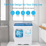 Portable Washing Machine, Twin Tub 26 Lbs Capacity, 18 Lbs Washer and 8 Lbs Spinner, Compact Washer with Control Knobs