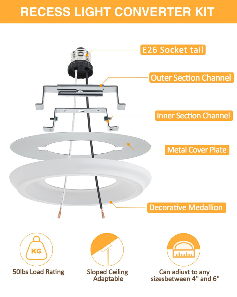 Recessed Can Light Conversion Kit for 5" and 6" Ceiling
