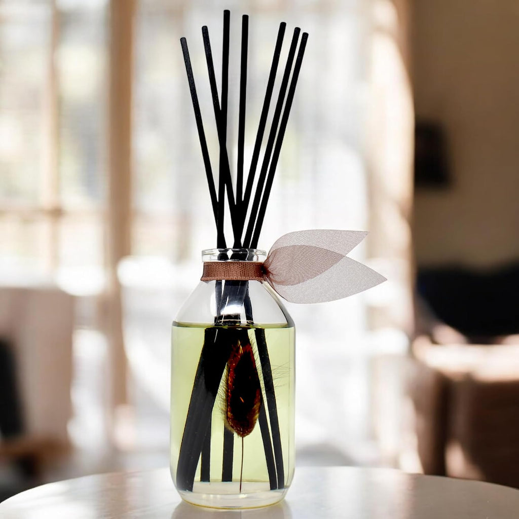 Reed Diffuser Set, Santal (Sandalwood) Scented Oil Diffuser with Sticks, Home Fragrance Accessories Shelf Decor