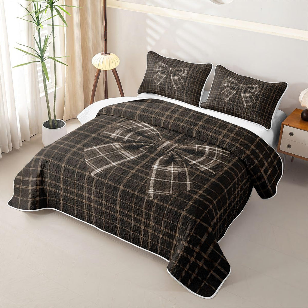 Checkered Bow Quilt Set Full