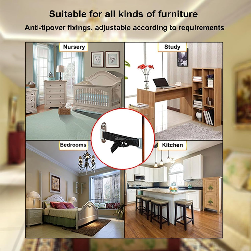 Furniture Anchors,2 Sets,Anti Tip Furniture Wall Anchor for Baby Proofing