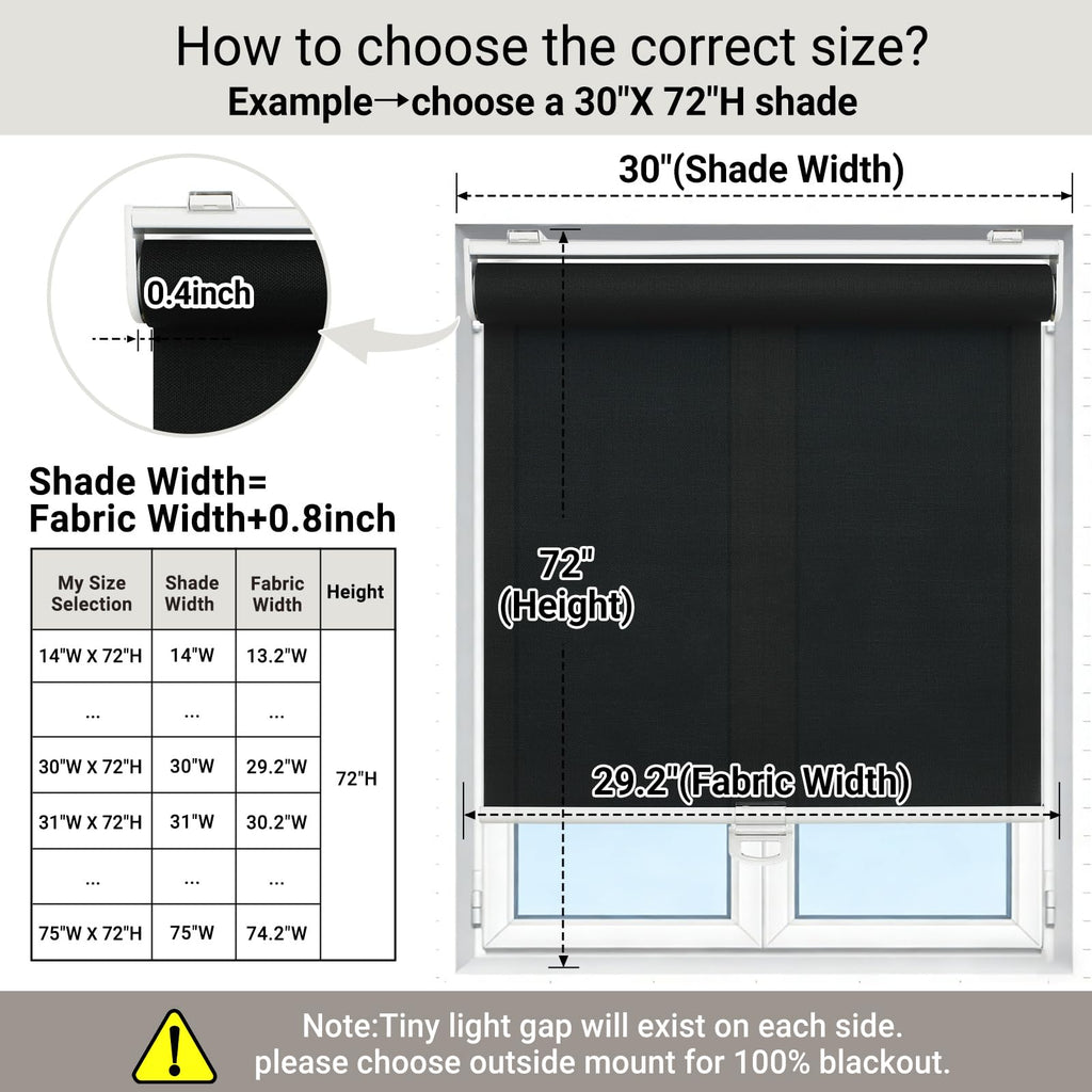 Light Filtering Solar Shades for Indoor Windows, Black