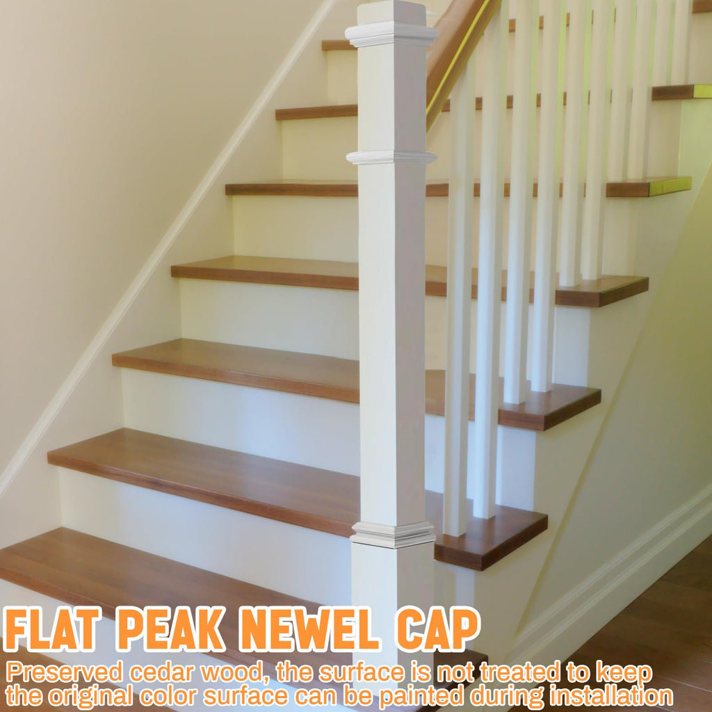 1 Pcs 56 Inch Red Oak Stair Newel Post with 3 1/2" Post and 4 1/2" Pedestal, Wood Box Newel with Pedestal for