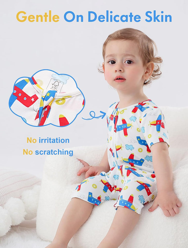Baby Boy Sleeper, Rayon from Bamboo Short Sleeve Romper Pjs