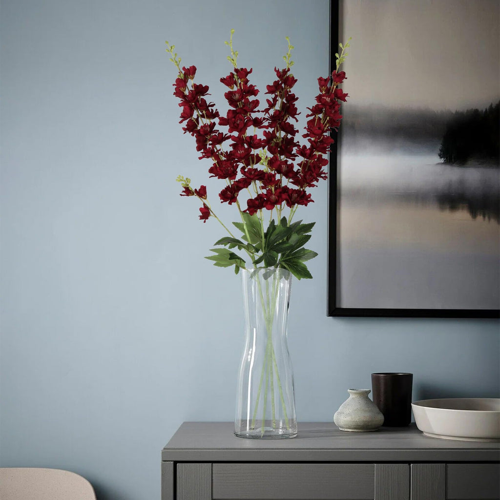 Artificial Flowers, 8PCS Silk Larkspur Flowers 33.5'' Long Stem Burgundy Flowers for Tall Vase Home Wedding Garden