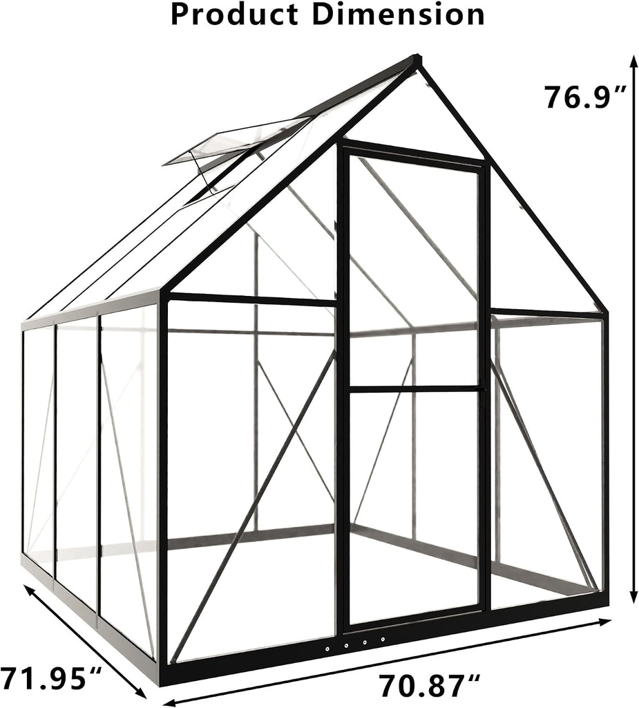 6x6FT Small Green House for Outside, Heavy Duty Polycarbonate Greenhouse Kit with Window, Walk-in Mini Garden House